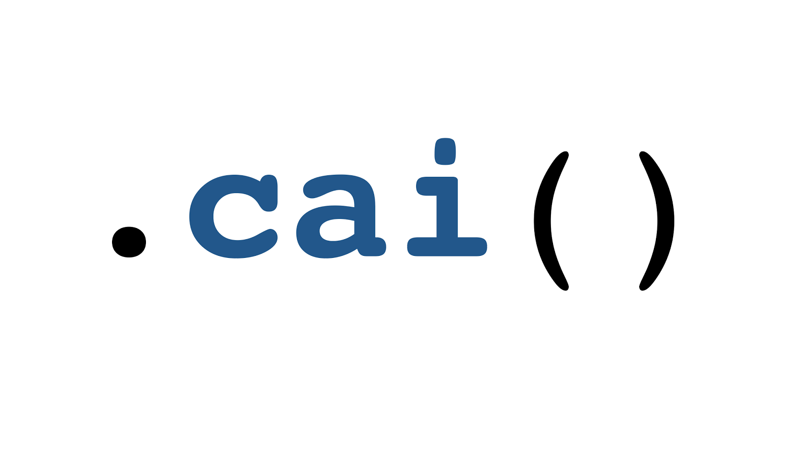 The artist's plain '.cai()' signature wordmark in blue and black serif type on white